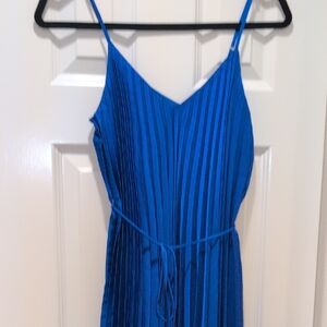 Banana Republic Vibrant Blue Pleated Dress With String Belt Size S